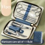Heritage 11-Piece Leather Pedicure & Nail-Care Set — Dark Green