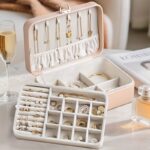 White Marble-Effect Jewellery Box with Removable Tray & Necklace Storage - Image 6