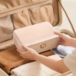 White Marble-Effect Jewellery Box with Removable Tray & Necklace Storage - Image 3