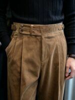 Men’s Double-Pleat Cotton Corduroy Trousers — Adjustable Side Tabs - Image 3