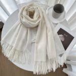 Cashmere-Wool Blend Fringed Winter Scarf - Image 11