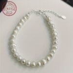 Natural Freshwater Pearl & Sterling Silver Bracelet - Image 3
