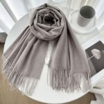 Cashmere-Wool Blend Fringed Winter Scarf - Image 13