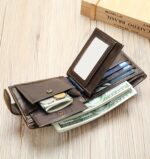 Black Top-Grain Leather Wallet with Secure Tab Closure - Image 5