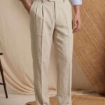 Men’s Cotton-Linen Pleated Tailored Trousers