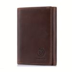 Men’s Vintage RFID Trifold Wallet — Dark Brown Crazy Horse Leather - Image 6