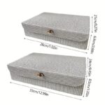 Natural Willow-Weave PU Storage Box with Gold-Tone Lock - Image 3