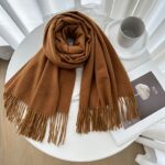 Cashmere-Wool Blend Fringed Winter Scarf - Image 7