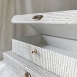 Natural Willow-Weave PU Storage Box with Gold-Tone Lock - Image 10