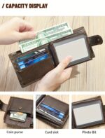 Black Top-Grain Leather Wallet with Secure Tab Closure - Image 6