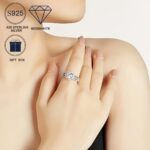 2 ct Moissanite Three-Row Engagement Ring in Platinum-Plated Sterling Silver - Image 2