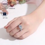 2 ct Moissanite Three-Row Engagement Ring in Platinum-Plated Sterling Silver - Image 7