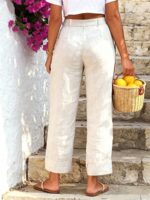 High-Waisted Linen-Blend Pleated Trousers - Image 10