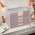 Cream Faux-Leather Jewellery Box with Mirror, Display Lid & 3 Drawers - Image 3