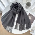 Cashmere-Wool Blend Fringed Winter Scarf - Image 16