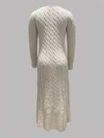 Textured Cable-Knit Midi Dress - Image 3