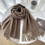 Cashmere-Wool Blend Fringed Winter Scarf - Image 9