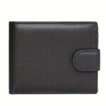 Black Top-Grain Leather Wallet with Secure Tab Closure
