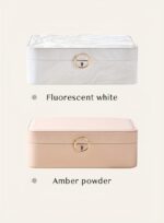 White Marble-Effect Jewellery Box with Removable Tray & Necklace Storage - Image 5