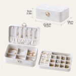 White Marble-Effect Jewellery Box with Removable Tray & Necklace Storage - Image 4