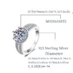 2 ct Moissanite Three-Row Engagement Ring in Platinum-Plated Sterling Silver - Image 3