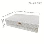 Natural Willow-Weave PU Storage Box with Gold-Tone Lock - Image 8