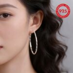 Diamond-Cut Classic Hoop Earrings in Sterling Silver - Image 5