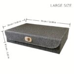Natural Willow-Weave PU Storage Box with Gold-Tone Lock - Image 5