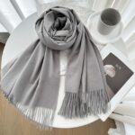 Cashmere-Wool Blend Fringed Winter Scarf - Image 6