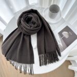 Cashmere-Wool Blend Fringed Winter Scarf - Image 14