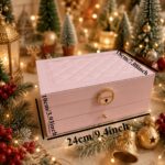 Blush Pink Quilted Jewellery Box with Lock & Drawer