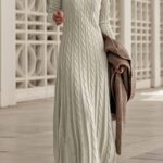 Textured Cable-Knit Midi Dress