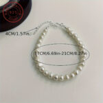 Natural Freshwater Pearl & Sterling Silver Bracelet - Image 2