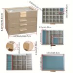 Cream Faux-Leather Jewellery Box with Mirror, Display Lid & 3 Drawers - Image 5