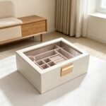 Cream Double-Layer Jewellery Box with Mirror & Necklace Storage - Image 3