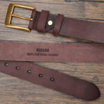 Men’s Tobacco Leather Belt with Aged Brass Pin Buckle - Image 4