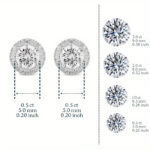 Classic Moissanite Halo Stud Earrings in Rhodium-Plated Sterling Silver - Image 2
