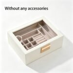 Cream Double-Layer Jewellery Box with Mirror & Necklace Storage - Image 6
