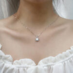 Princess-Cut Moissanite Halo Pendant Necklace in Platinum-Plated Sterling Silver - Image 4