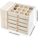 Ivory Velvet & Clear Acrylic Jewellery Organiser with Drawers