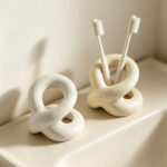 Sculptural Travertine Ceramic Toothbrush Holder - Image 3