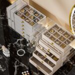 Ivory Velvet & Clear Acrylic 7-Layer Jewellery Organiser - Image 5
