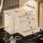 Ivory Velvet & Clear Acrylic 7-Layer Jewellery Organiser - Image 3