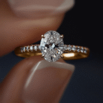 Classic Oval Moissanite Ring in Gold-Plated Sterling Silver - Image 6