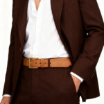 Men’s Tobacco Leather Belt with Aged Brass Pin Buckle - Image 9