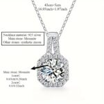 Princess-Cut Moissanite Halo Pendant Necklace in Platinum-Plated Sterling Silver - Image 2