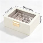 Cream Double-Layer Jewellery Box with Mirror & Necklace Storage - Image 2