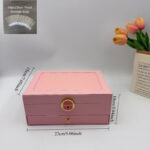 Blush Pink Quilted Jewellery Box with Lock, Drawer & Storage Bags - Image 2