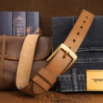 Men’s Tobacco Leather Belt with Aged Brass Pin Buckle - Image 7