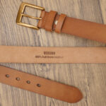 Men’s Tobacco Leather Belt with Aged Brass Pin Buckle - Image 6